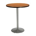 KFI® Seating 38 x 30 Round HPL Pedestal Table With Silver Base, Medium Oak, 2/Pk