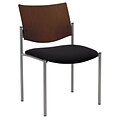 KFI® Seating Fabric Armless Guest/Reception Chair With Chocolate Wood Back, Black, 2/Ct