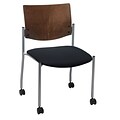 KFI® Seating Fabric Armless Guest/Reception Chair With Chocolate Wood Back and Casters, Black, 2/Ct