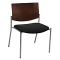 KFI® Seating Fabric Armless Side/Guest Chair With Chocolate Wood Back, Black, 2/Ct