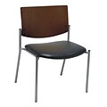 KFI® Seating Vinyl Armless Side/Guest Chair With Chocolate Wood Back, Black, 2/Ct