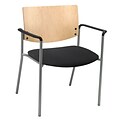 KFI® Seating Fabric Arms Side/Guest Chair With Natural Wood Back, Black, 2/Ct