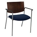 KFI® Seating Fabric Arms Side/Guest Chair With Chocolate Wood Back, Navy, 2/Ct