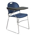 KFI® Seating Polypropylene Sled Base Chair With Right Hand P-Shaped Writing Tablet, Navy Blue, 4/Ct