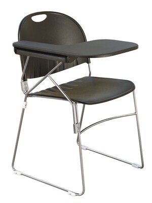 KFI® Seating Polypropylene Sled Base Chair With Left Hand P-Shaped Writing Tablet, Black, 4/Ct