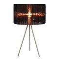 Simple Designs Black Sheer Silk Band Tripod Table Lamp, Brushed Nickel Finish