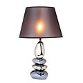 Elegant Designs Stacked Ceramic Table Lamp With Chrome and Metallic Blue Stones, Chrome Finish