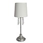 Simple Designs Table Lamp With Shade and Hanging Acrylic Beads, White