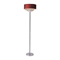 Elegant Designs Red Crystal Drum Shade Incandescent Floor Lamp, Chrome Finish