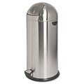 Genuine Joe® 13.5 gal Round Top Foot Pedal Receptacle Bin; Stainless Steel