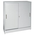 Sandusky Elite 42H Counter Height Sliding Door Steel Storage Cabinet with 4 Shelves, Dove Gray (BA2S361842-05)