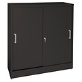 Sandusky Elite 42H Counter Height Sliding Door Steel Storage Cabinet with 4 Shelves, Black (BA2S361842-09)