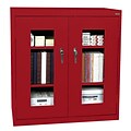 Sandusky See Thru 42H Counter Height Clearview Steel Storage Cabinet with 3 Shelves, Red (CA2V362442-01)