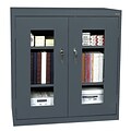 Sandusky® See Thru 46 x 18 x 42 Clearview Counter Height Storage Cabinet, Charcoal