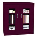 Sandusky See Thru 42H Counter Height Clearview Steel Storage Cabinet with 3 Shelves, Burgundy (CA2V362442-03)