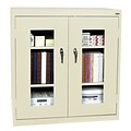 Sandusky See Thru 42H Clearview Counter Height Storage Cabinet with 3 Shelves, Putty (EA2V462442-07)