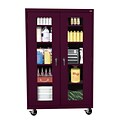 Sandusky® See Thru 46 x 18 x 78 Transport Mobile Clearview Storage Cabinet, Burgundy