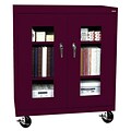 Sandusky See Thru 48H Transport Mobile Clearview Counter Height Cabinet with 3 Shelves, Burgundy (TA2V462442-03)