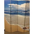 Ore International® 4 Panel Seashell By The Seashore Room Divider, 71 x 64, Blue
