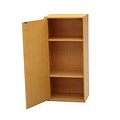 Ore International® 3 Tier Wood Adjustable Bookshelf With Door, Beige
