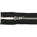 Heavyweight Aluminum Separating Metal Zipper, 20, Black