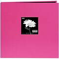 Pioneer® Book Cloth Cover Postbound Album With Window, 12 x 12, Bright Pink