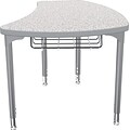 Balt Platinum Legs/Edgeband Small Shapes Desk With Platinum Book Basket, Gray Nebula