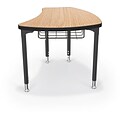 Balt Black Legs/Edgeband Large Shapes Desk With Black Book Basket, Castle Oak