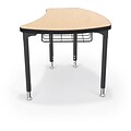 Balt Black Legs/Edgeband Large Shapes Desk With Black Book Basket, Fusion Maple