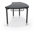 Balt Black Legs/Edgeband Large Shapes Desk With Black Book Basket, Graphite Nebula