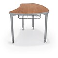 Balt Platinum Legs/Edgeband Large Shapes Desk With Platinum Book Basket, Amber Cherry