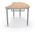 Balt Platinum Legs/Edgeband Large Shapes Desk With Platinum Book Basket, Castle Oak
