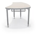 Balt Platinum Legs/Edgeband Large Shapes Desk With Platinum Book Basket, Gray Mesh