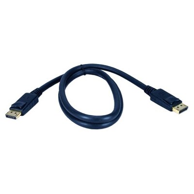 QVS® 6' Displayport Male to Male Digital A/V Cable With Latches; Matte Black