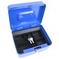 Trademark Global® Stalwart™ 8" Key Lock Cash Box With Coin Tray, Blue