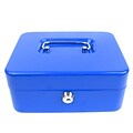 Trademark Global® Stalwart™ 8 Key Lock Cash Box With Coin Tray, Blue