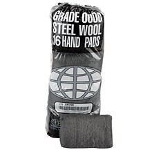 Global Material Steel Wool Hand Pad, #0000, Finest, 4 Wide, 12 Sleeves per case