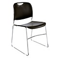 NPS® Plastic Hi-Tech Ultra-Compact Stack Chair, Black/Chrome, 4/Pack