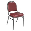 NPS #9208-SV Dome-Back Vinyl Padded Stack Chair, Pleasant Burgundy/Silvervein - 4 Pack