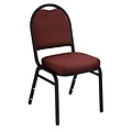 NPS #9258-BT Dome-Back Fabric Padded Stack Chair, Rich Maroon/Black Sandtex - 4 Pack
