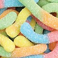 Ferrara Sour Wow Worms in a 5 lbs. bag