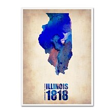 Trademark Fine Art Illinois Watercolor Map 24 x 32 Canvas Art