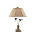 AHS Lighting Fly Away Together Table Lamp With Tan Woven Fabric Shade