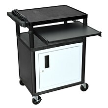 Luxor LP Series 3-Shelf Plastic/Poly Mobile A/V Cart with Lockable Wheels, Black (LP34CLE-B)