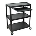 Luxor 3-Shelf Metal Mobile A/V Cart with Lockable Wheels, Black (AVJ42XLKB)