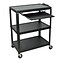 Luxor 3-Shelf Metal Mobile A/V Cart with Lockable Wheels, Black (AVJ42XLKB)