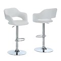 Monarch Leather Chrome Metal Hydraulic Lift Barstool With Round Footrest, White