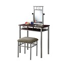 Monarch Metal Vanity With Mirror and Stool; Dark Brown, 51 x 29.1 x 15.7