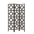 Monarch 3 Panel Circle Design Folding Screen, 71 x 54 x 1, Black