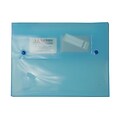 JAM Paper® Plastic Portfolio with Two Button Snap Closure, 9 1/2 x 12 1/2 x 3/4, Blue Translucent, S